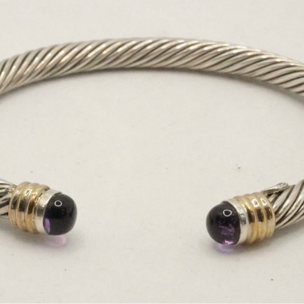 Bracelet 14K Gold and 925 Silver. Amethyst. Natural Stones.